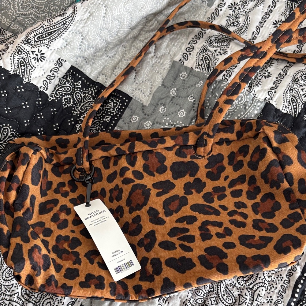 Leopard BAGGU bowler bag